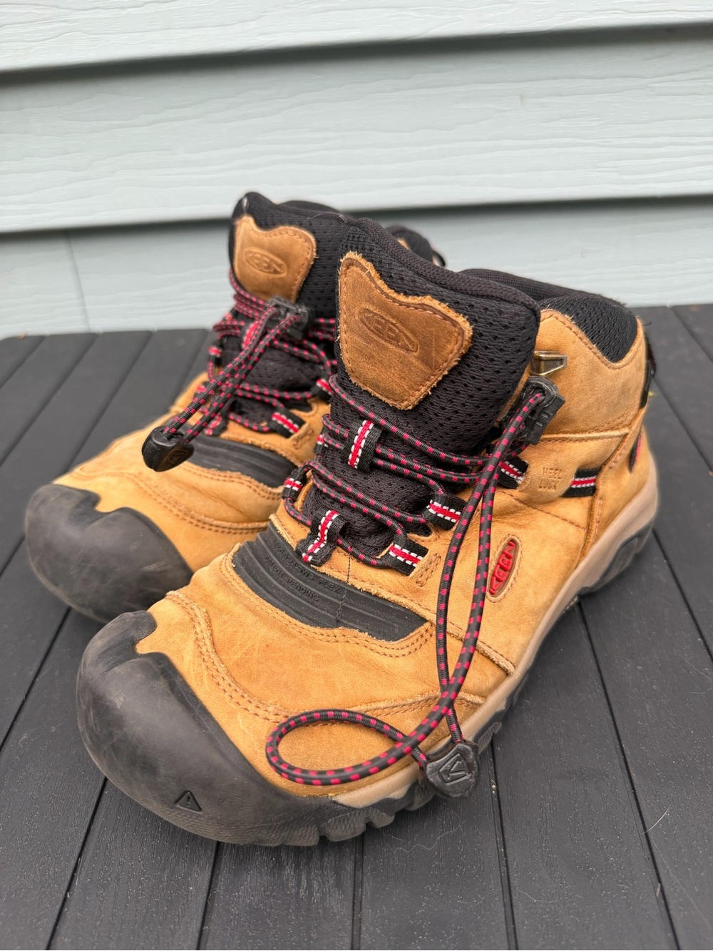 KEEN Big Kid's Ridge Flex Mid Height Waterproof Leather Hiking Boot Bison Size 4